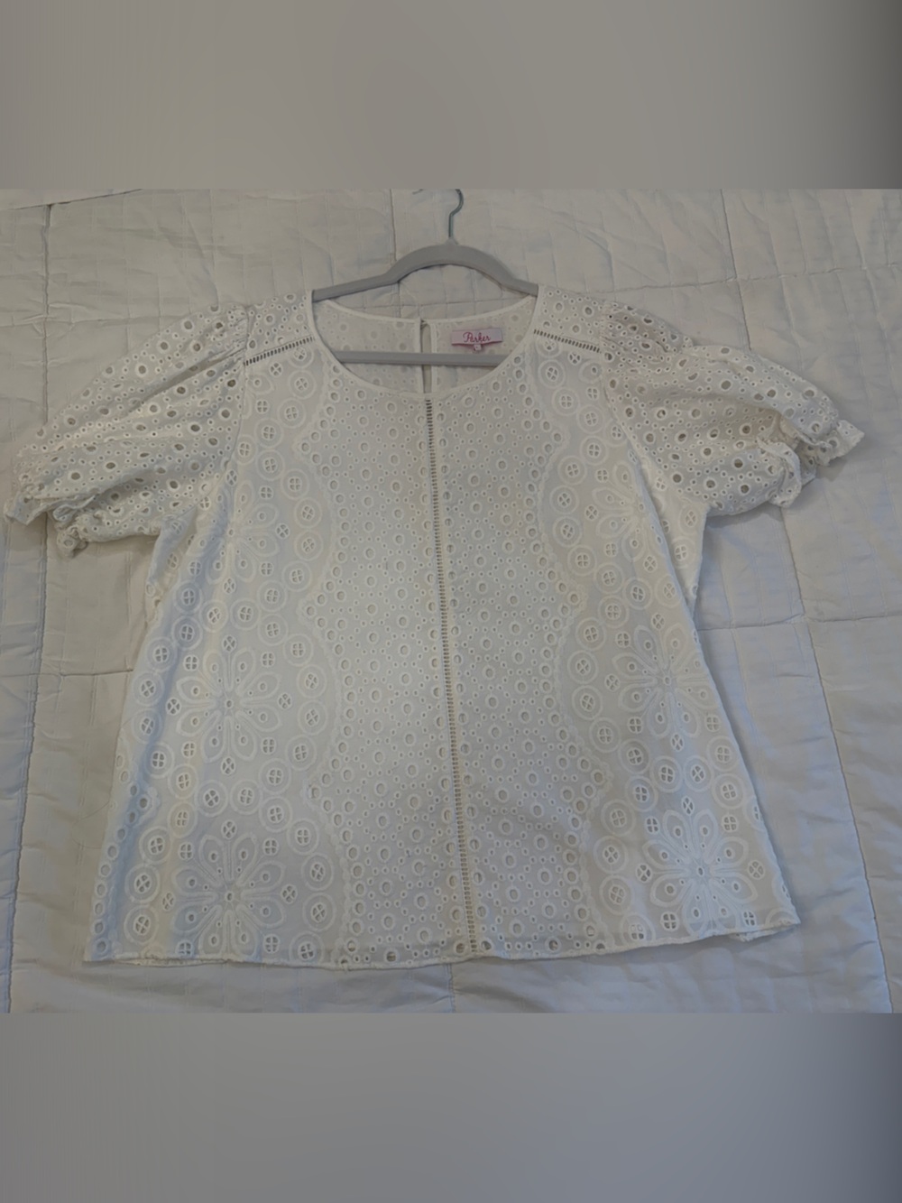 Parker White Eyelet Short-Sleeve Blouse